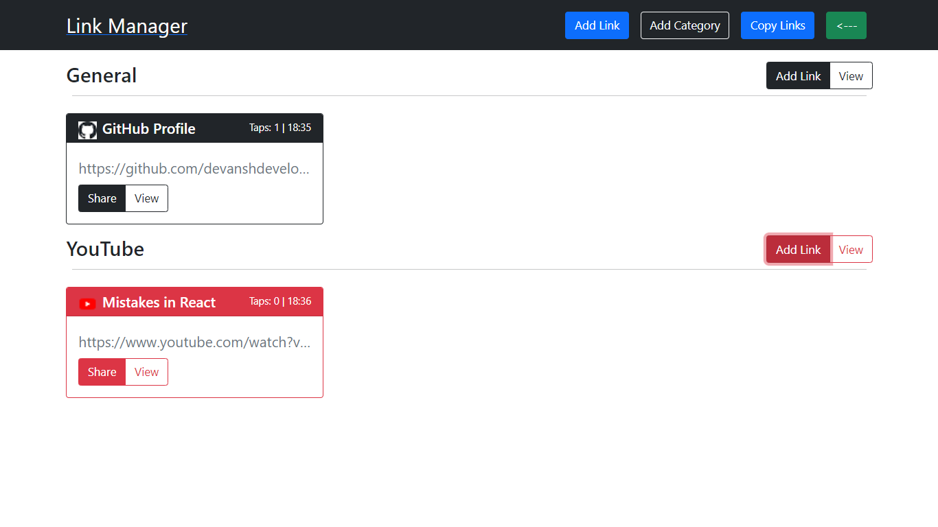 React Link Manager